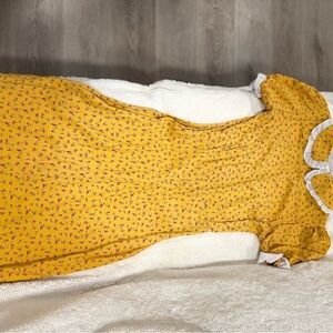 Yellow Floral Dress with White Accents